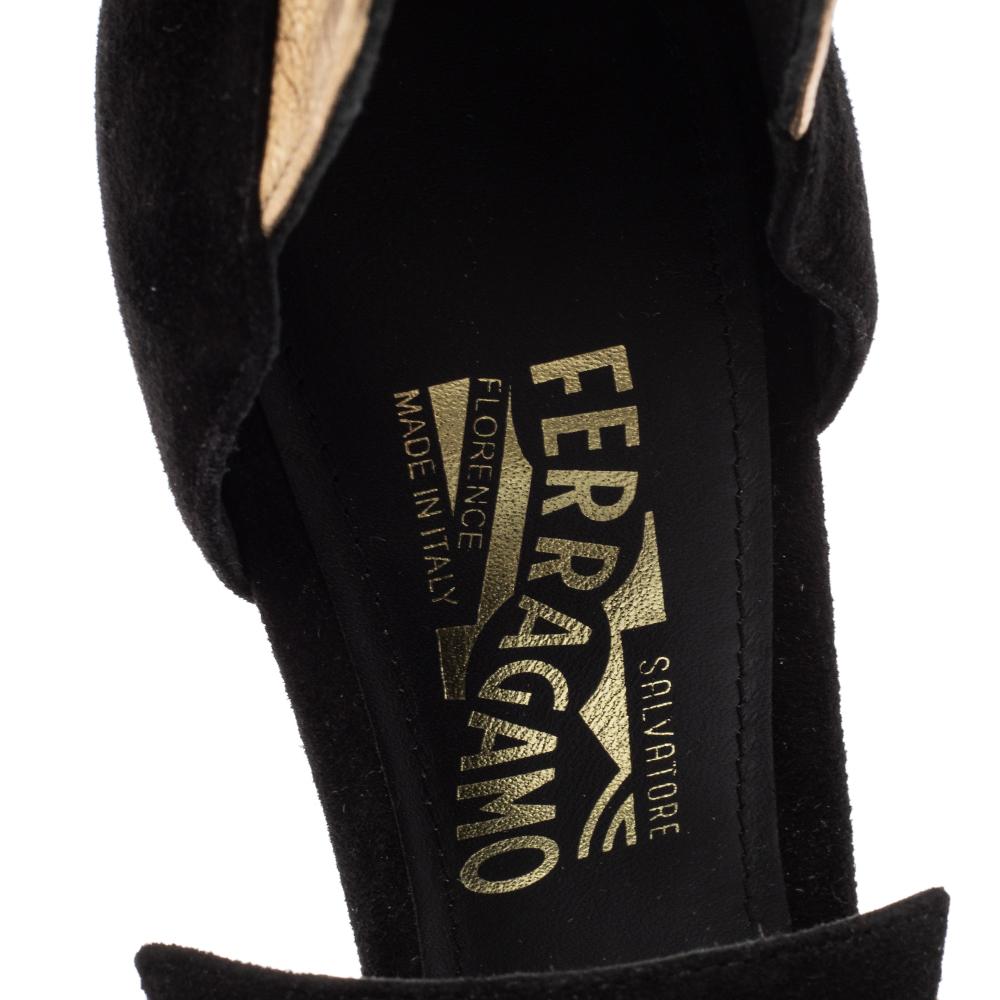Salvatore Ferragamo Black/Gold Leather Lexus Platform Sandals Size 39.5 3
