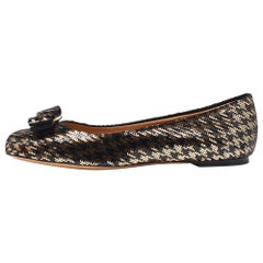 Salvatore Ferragamo Black/Gold Sequin Varina Ballet Flats Size 37.5