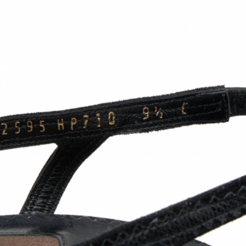 Salvatore Ferragamo Schwarz Karung und Wildleder Peep Toe Slingback Sandalen Größe 40 im Angebot 2