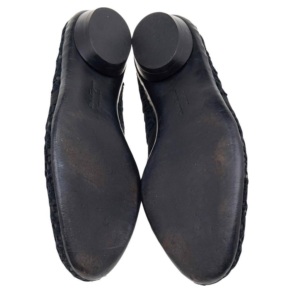Salvatore Ferragamo Black Lace Ballet Flats Size 38.5 2