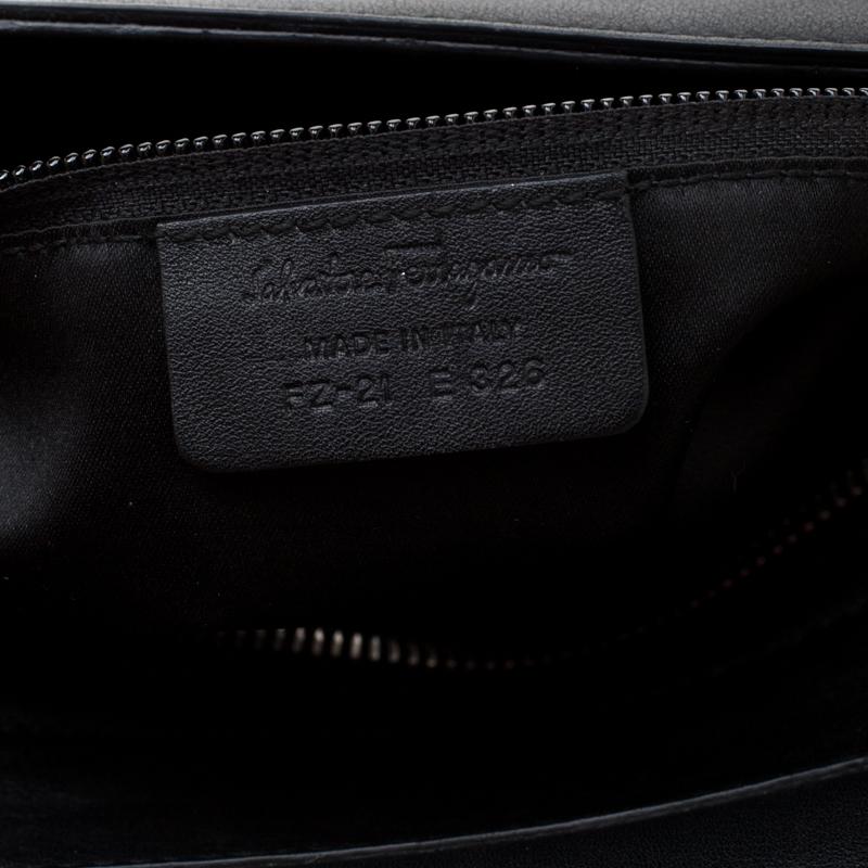 Salvatore Ferragamo Black Lasercut Leather Medium Sofia Satchel 6