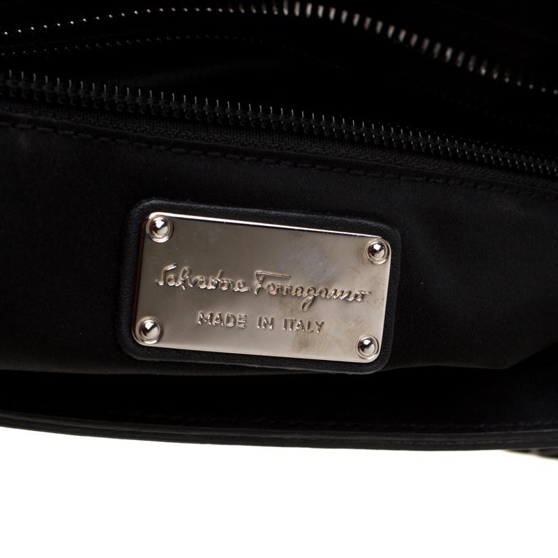 Salvatore Ferragamo Black Lasercut Leather Medium Sofia Satchel 4