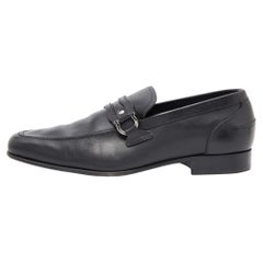 Used Salvatore Ferragamo Black Leaher Gancini Bit Slip On Loafers Size 41