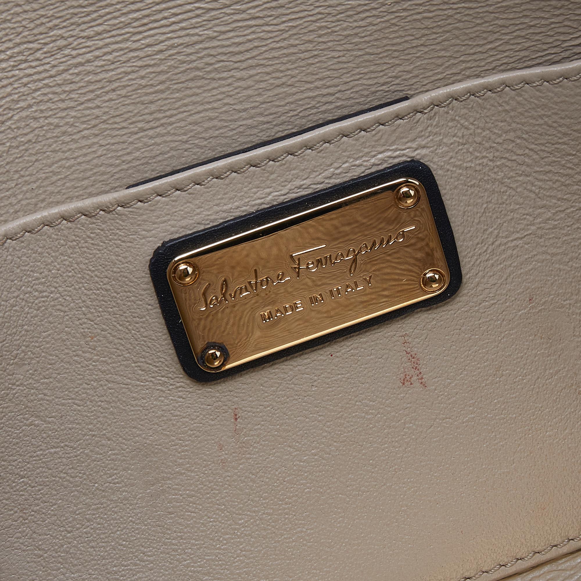 Salvatore Ferragamo Black Leather Afef Lock Story Wristlet Clutch 2