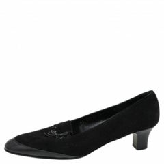 Salvatore Ferragamo Black Leather And Suede Bow Pumps Size 38.5