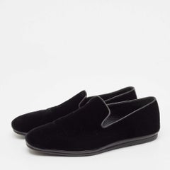 Salvatore Ferragamo Black Leather and Velvet Driver Loafers Size 41