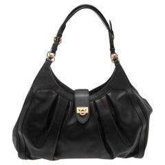 Salvatore Ferragamo Black Leather Apple Satchel