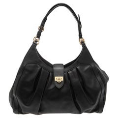 Salvatore Ferragamo Black Leather Apple Satchel