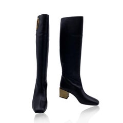 Salvatore Ferragamo Black Leather Avio 55 Boots Size US 7C EU 37.5