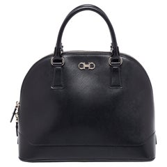 Salvatore Ferragamo Black Leather Batik Gancino Bag