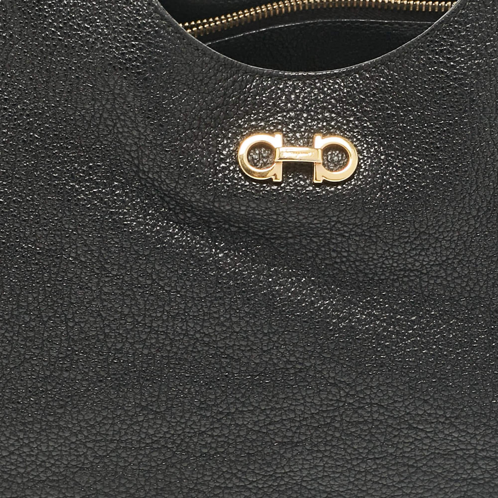 Salvatore Ferragamo Black Leather Betulla Tote 1