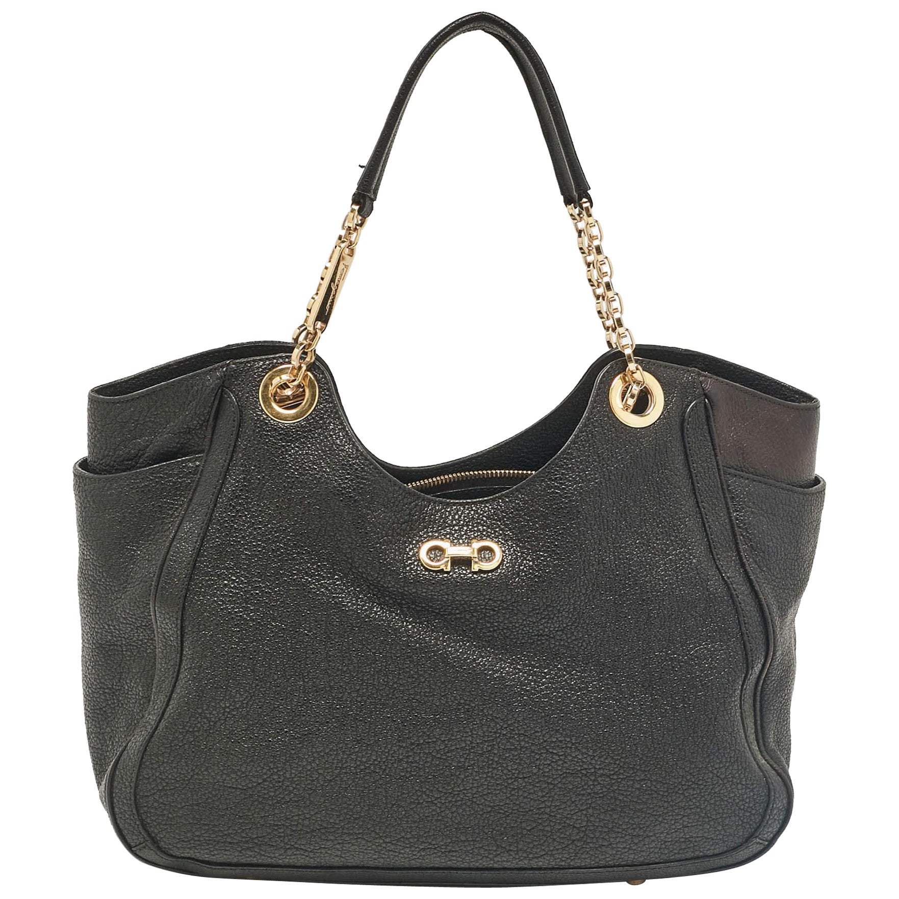 Salvatore Ferragamo Black Leather Betulla Tote