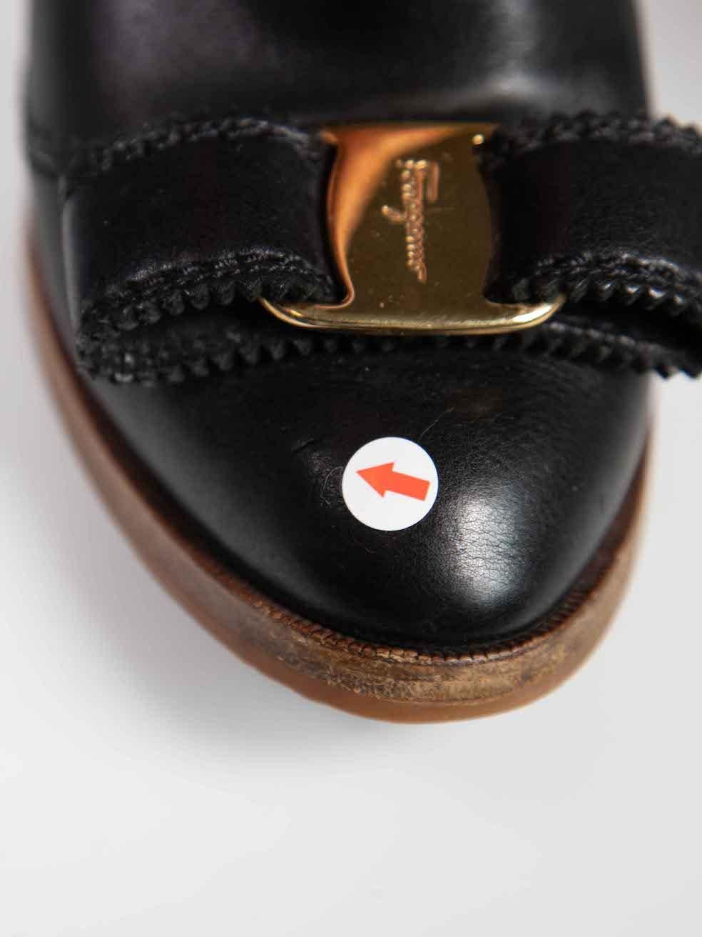 Salvatore Ferragamo Black Leather Bow Detail Boots Size US 5.5 For Sale 1