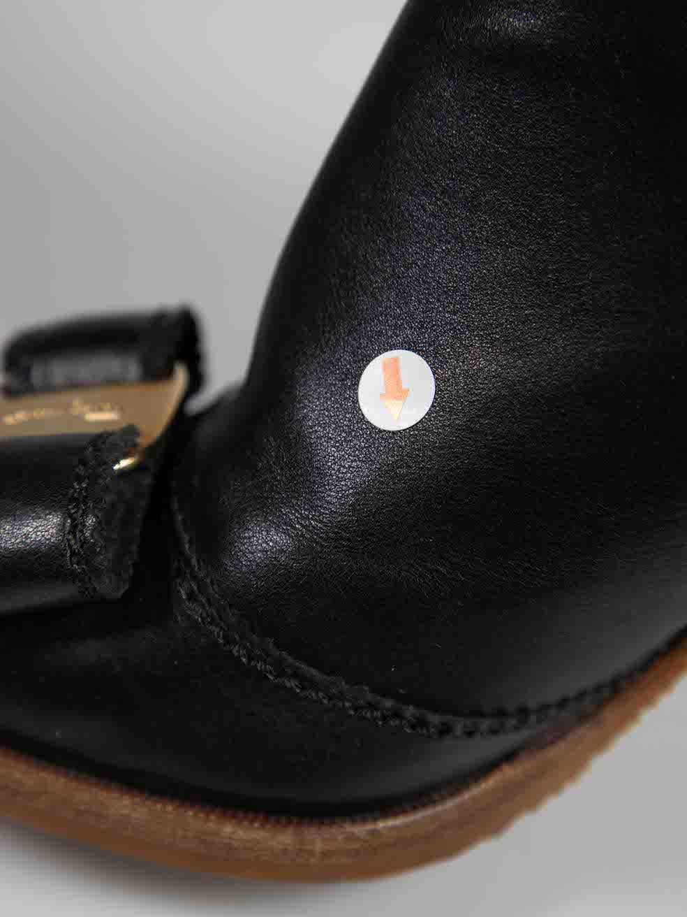 Salvatore Ferragamo Black Leather Bow Detail Boots Size US 5.5 For Sale 2