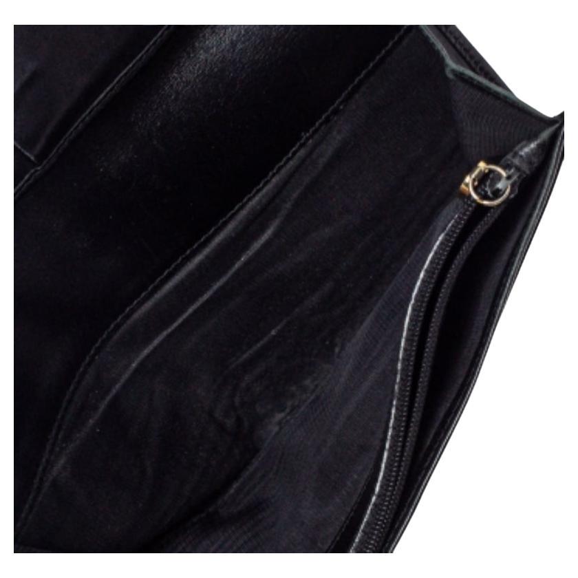 Salvatore Ferragamo Black Leather Bow Wallet For Sale 4