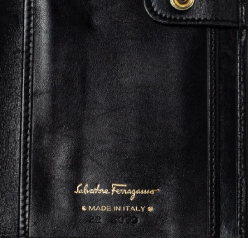 Salvatore Ferragamo Black Leather Bow Wallet For Sale 5