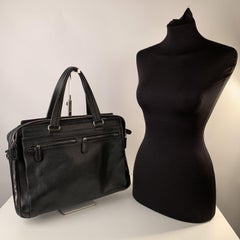 Salvatore Ferragamo Black Leather Briefcase Satchel Bag