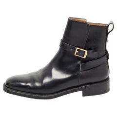 Salvatore Ferragamo Black Leather Buckle Ankle Boots Size 41.5