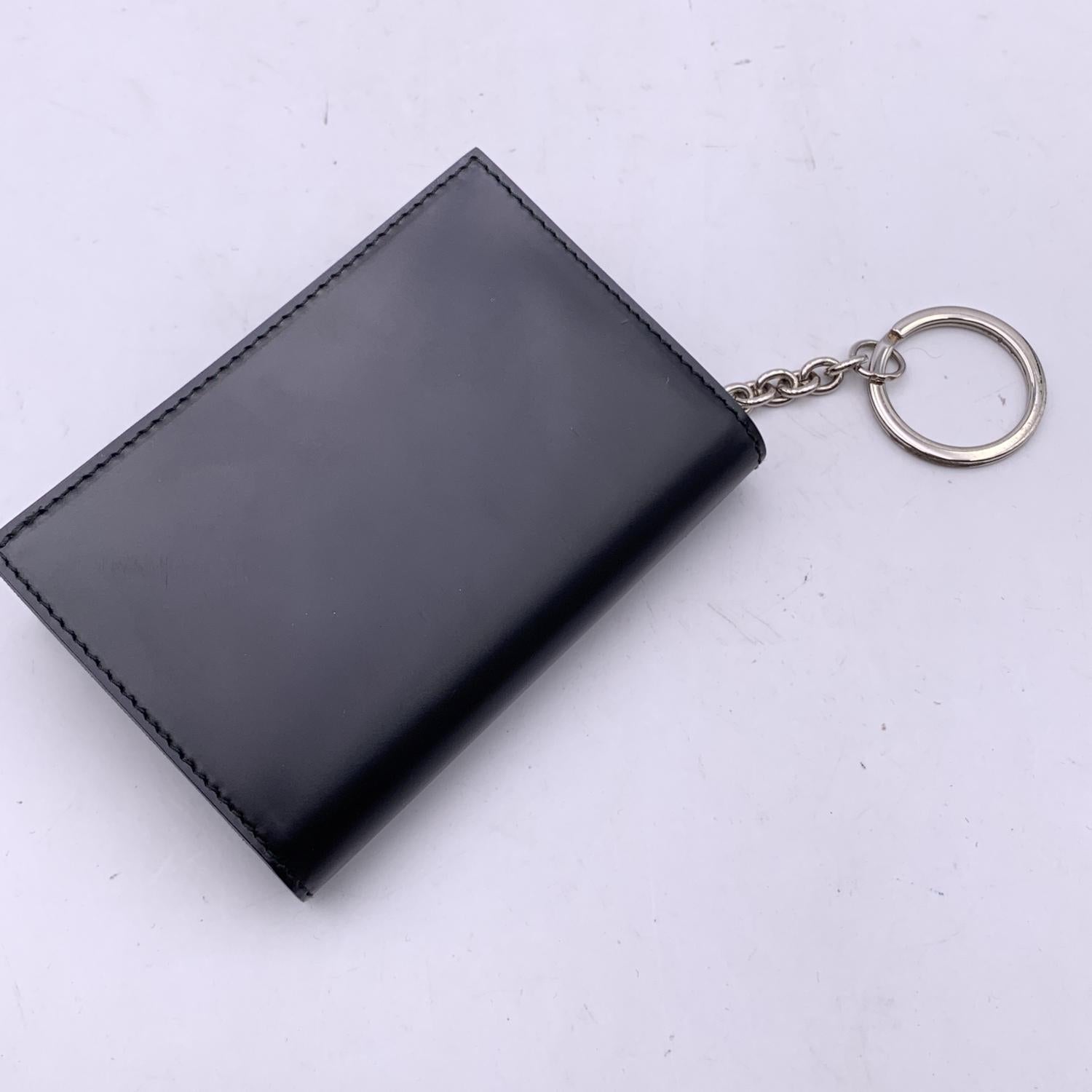 Women's Salvatore Ferragamo Black Leather Card Case Wallet Keyring