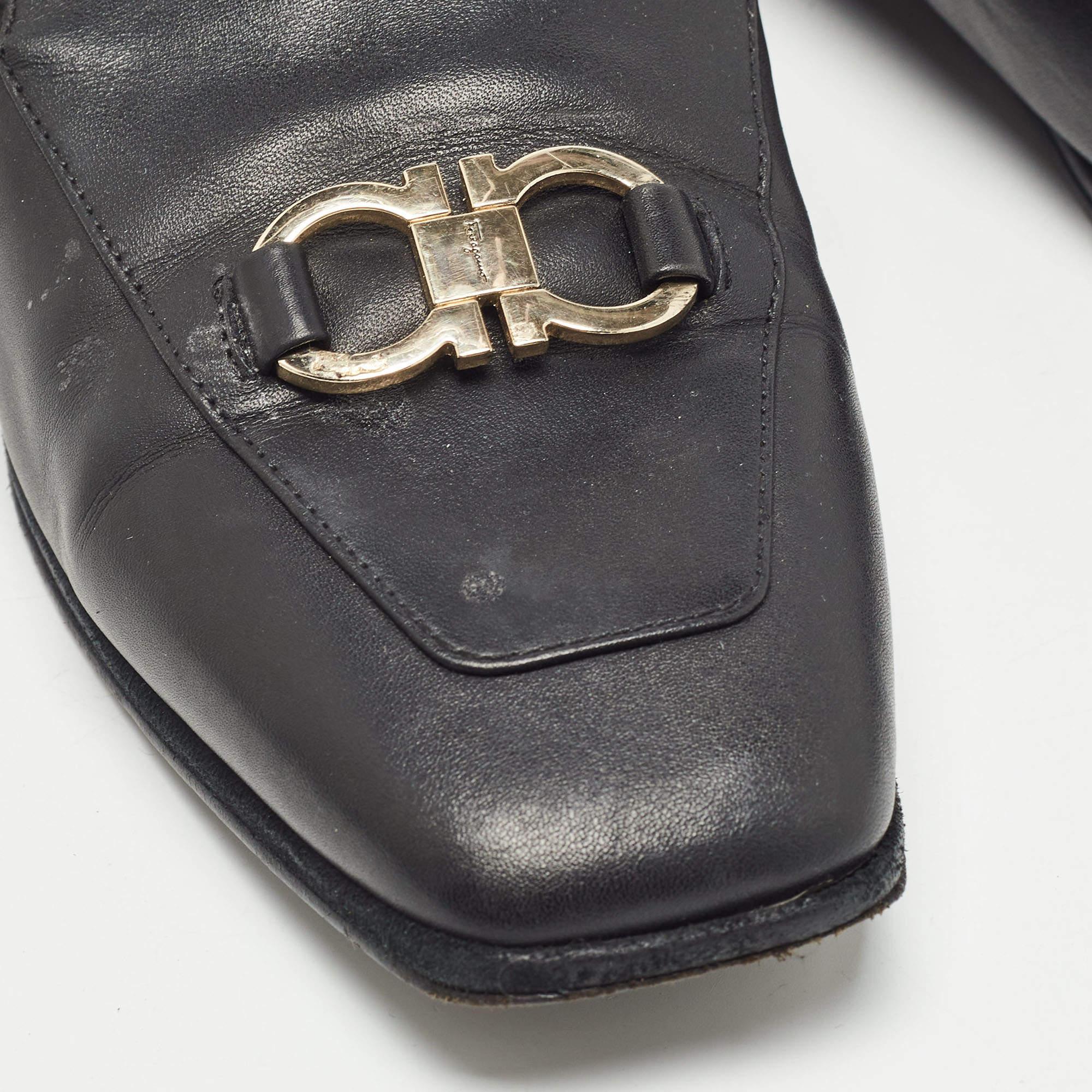 Salvatore Ferragamo Schwarzes Leder Cesaro Loafers Größe 36,5 im Angebot 4