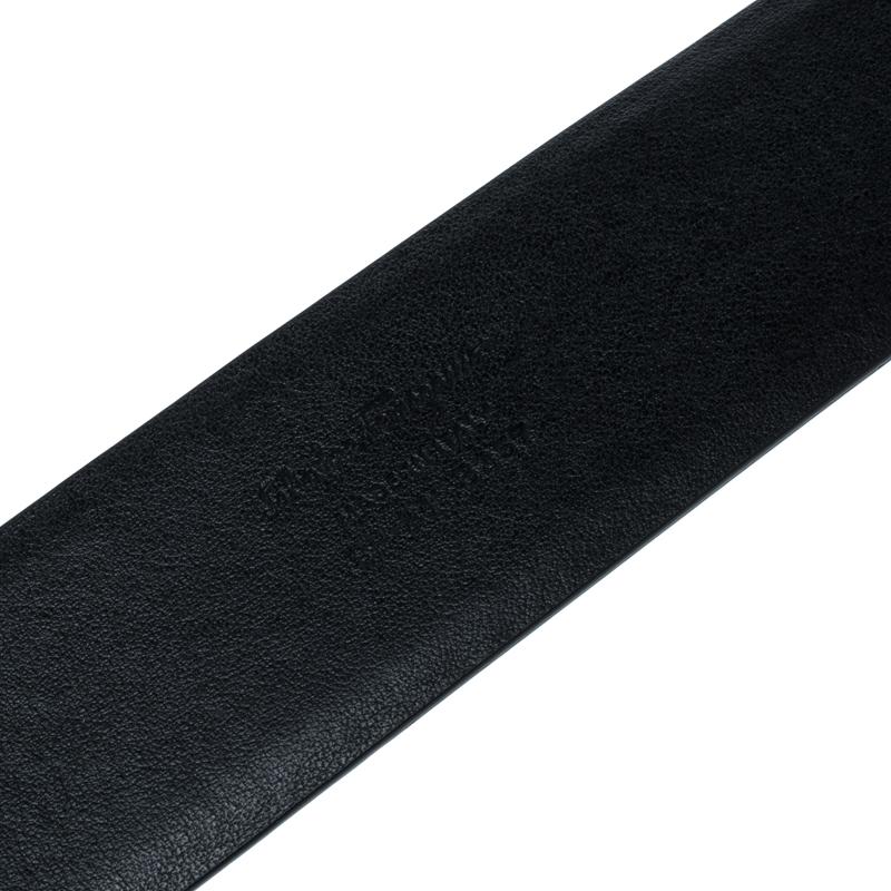Women's Salvatore Ferragamo Black Leather Ceylon Belt Size 85cm