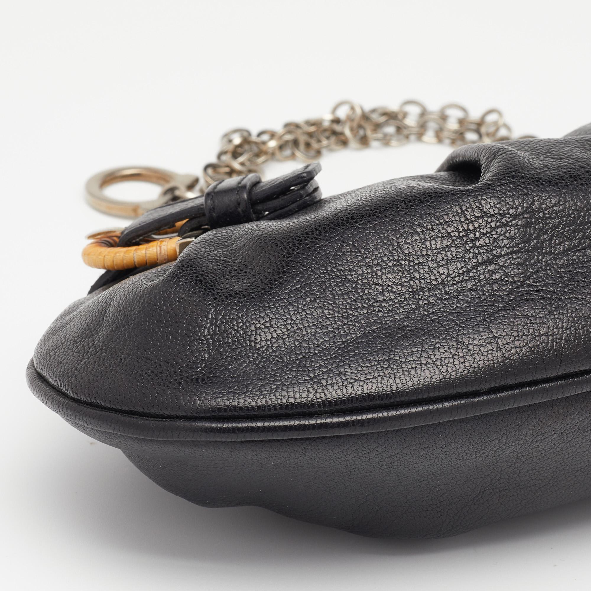 Salvatore Ferragamo Black Leather Chain Shoulder Bag 6