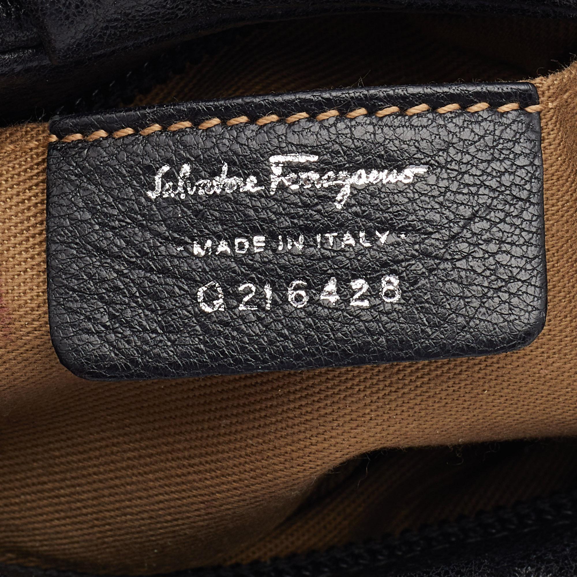 Salvatore Ferragamo Black Leather Chain Shoulder Bag 3