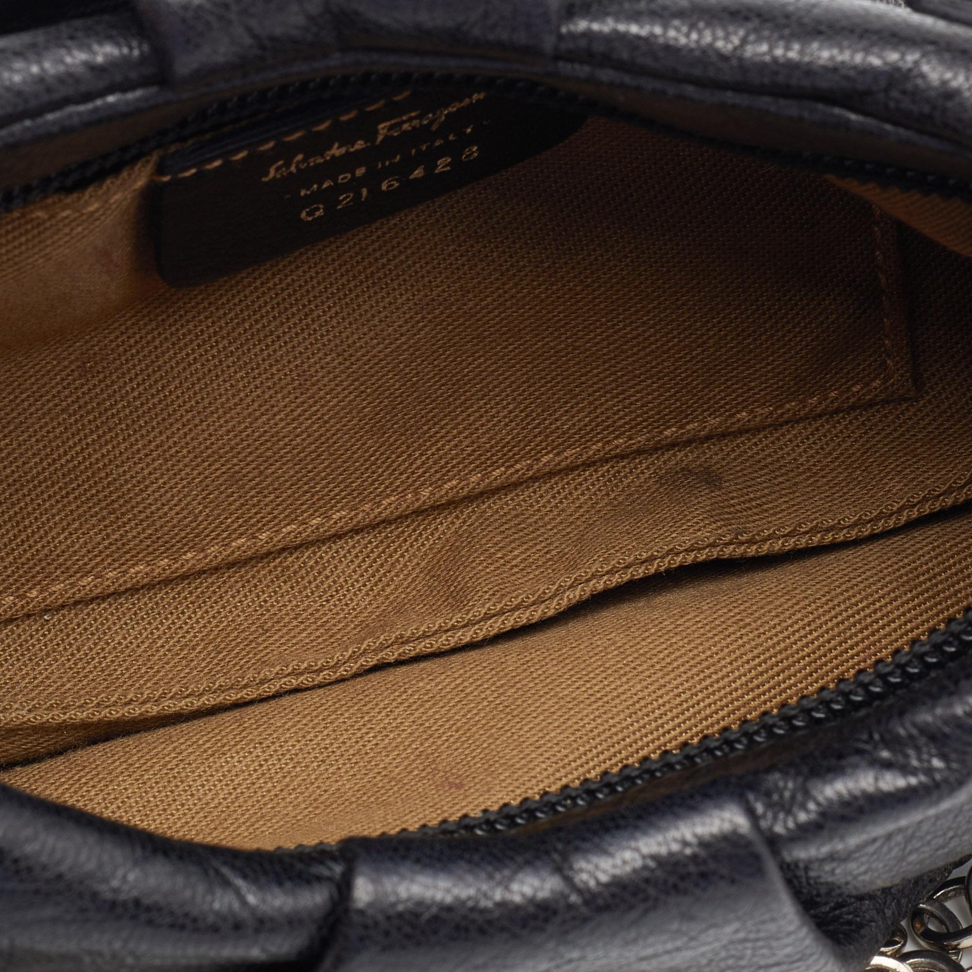 Salvatore Ferragamo Black Leather Chain Shoulder Bag 4