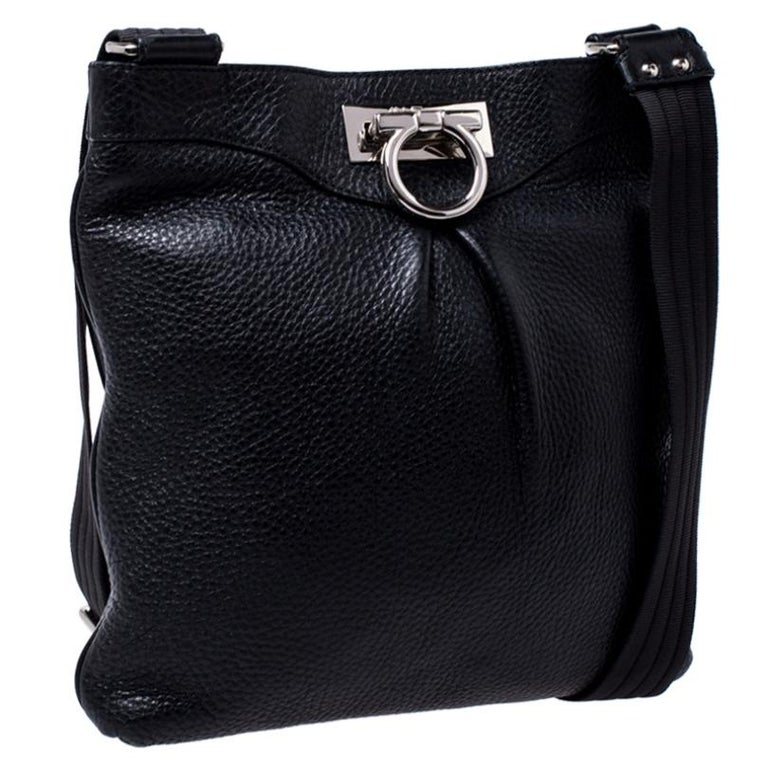 Salvatore Ferragamo Black Leather Crossbody Bag at 1stDibs
