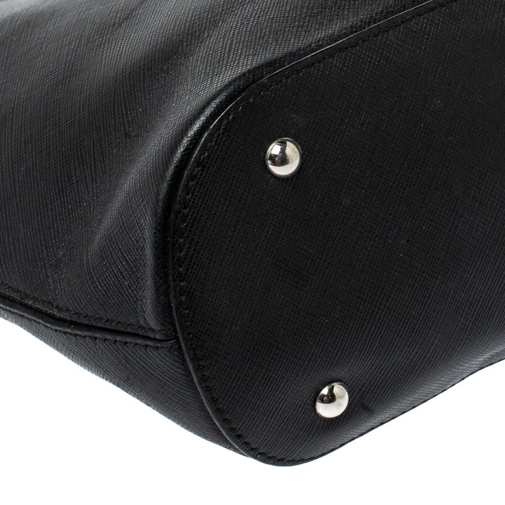 Salvatore Ferragamo Black Leather Double Gancio Tote For Sale 5