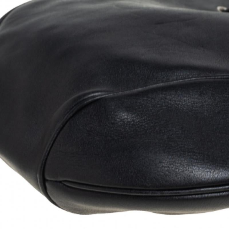 Salvatore Ferragamo Black Leather Drawstring Hobo For Sale 2