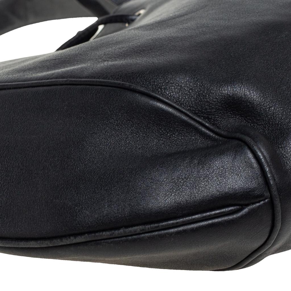 Salvatore Ferragamo Black Leather Drawstring Hobo For Sale 3