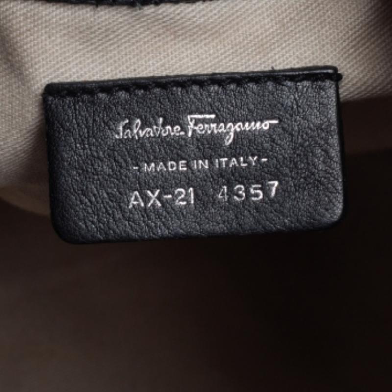 Salvatore Ferragamo Black Leather Drawstring Hobo For Sale 5