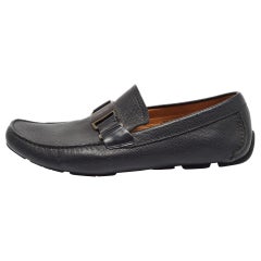 Salvatore Ferragamo Black Leather Driver Loafers Size 44