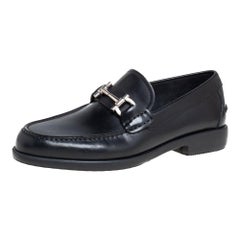 Salvatore Ferragamo Black Leather Faraone Loafers Size 39.5