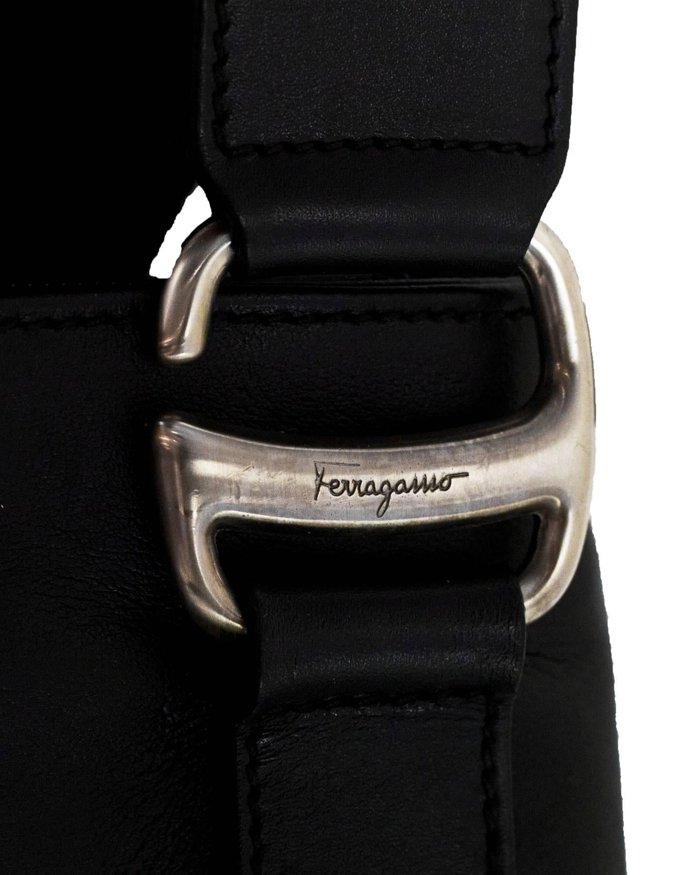 Salvatore Ferragamo Black Leather Flat Crossbody Bag 2