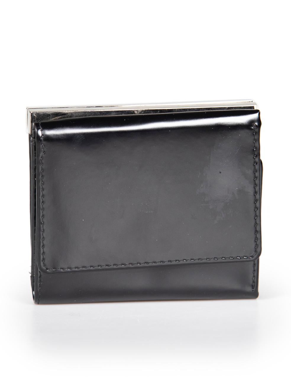 Salvatore Ferragamo Black Leather Gamaguchi Gancini Wallet In Excellent Condition For Sale In London, GB