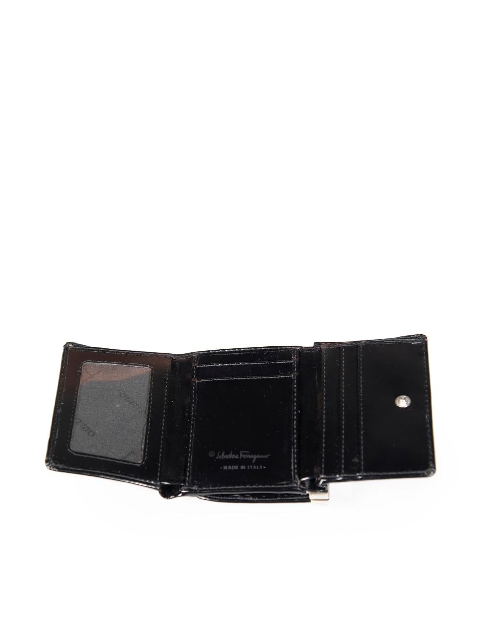 Salvatore Ferragamo Black Leather Gamaguchi Gancini Wallet For Sale 1