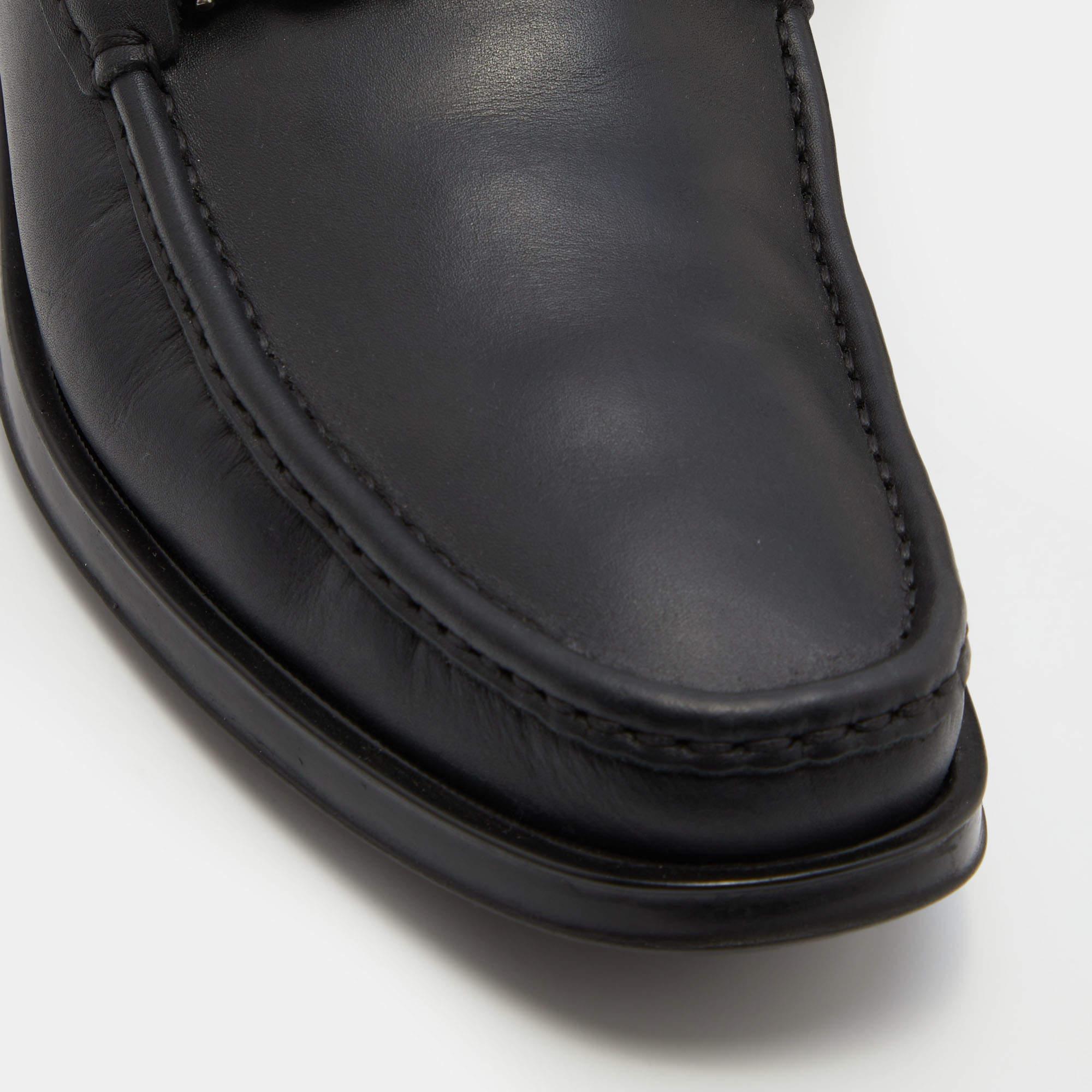 Salvatore Ferragamo Black Leather Gancini Bit Loafers Size 41 3