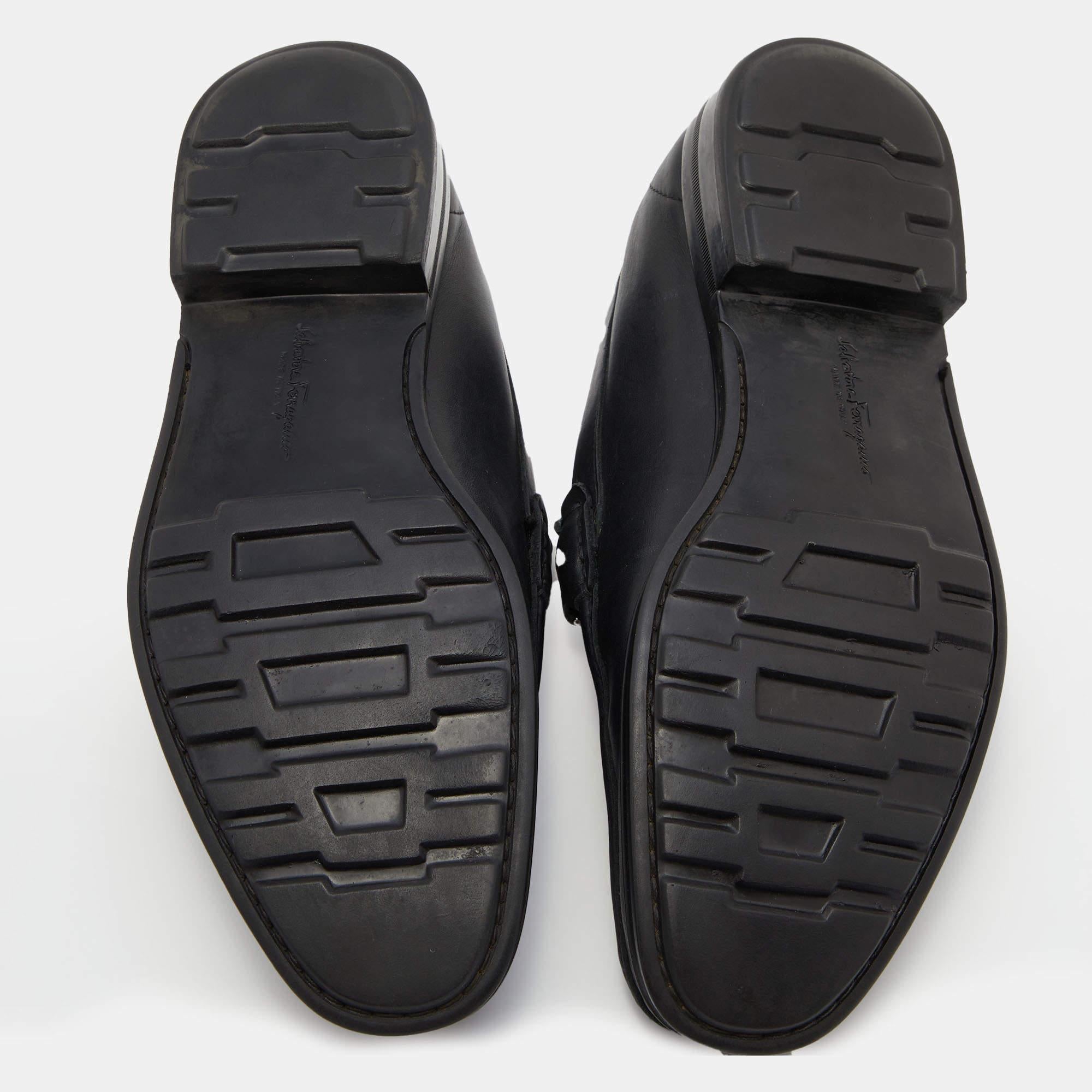 Salvatore Ferragamo Black Leather Gancini Bit Loafers Size 41 4