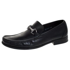 Salvatore Ferragamo Black Leather Gancini Bit Loafers Size 41