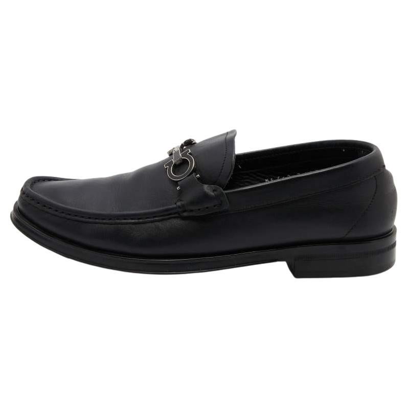 Salvatore Ferragamo Black Leather Gancini Bit Loafers Size 41