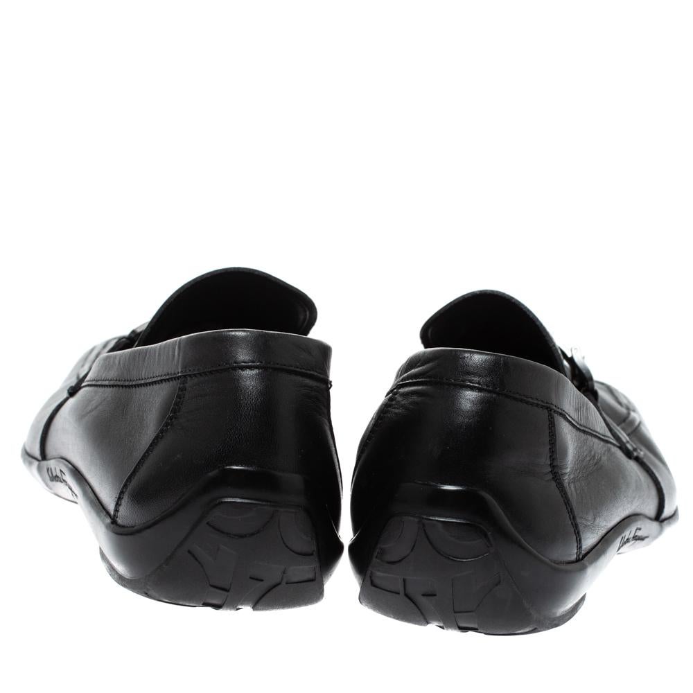 Salvatore Ferragamo Black Leather Gancini Bit Loafers Size 42.5 2