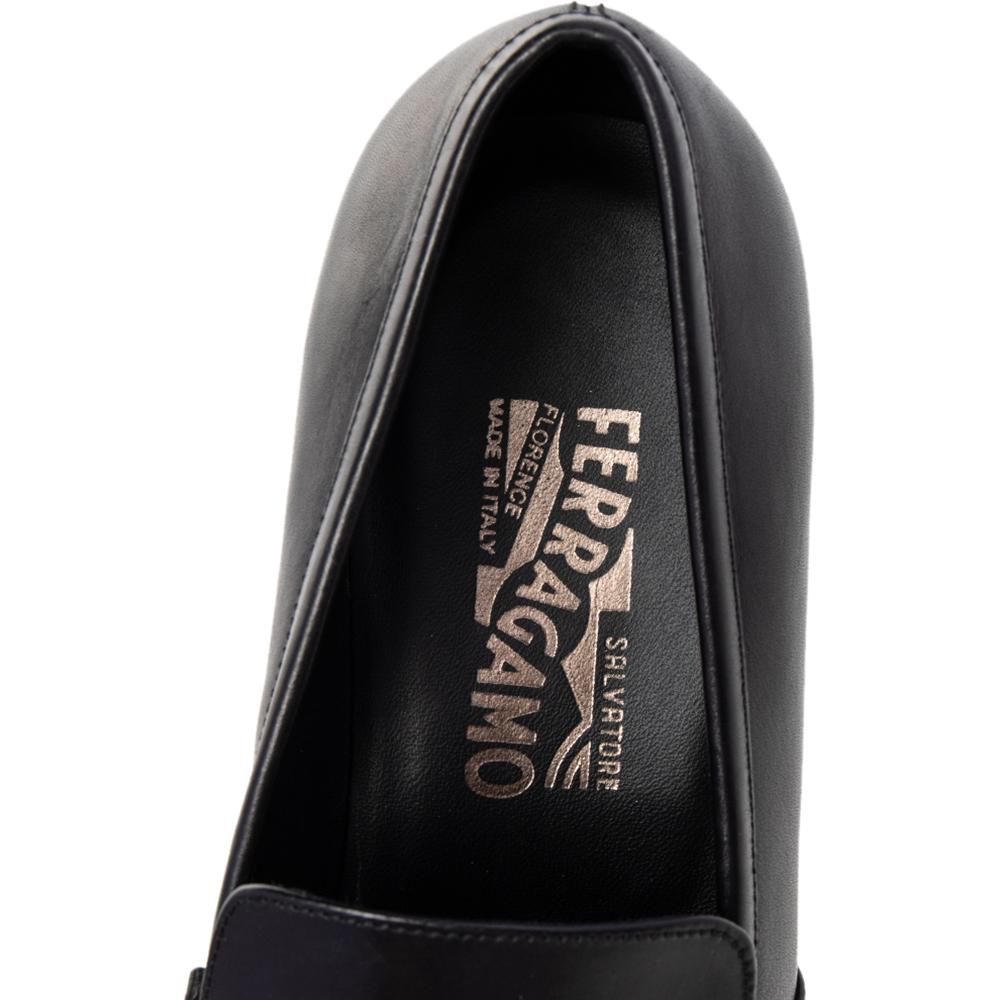 Men's Salvatore Ferragamo Black Leather Gancini Bit Loafers Size 44
