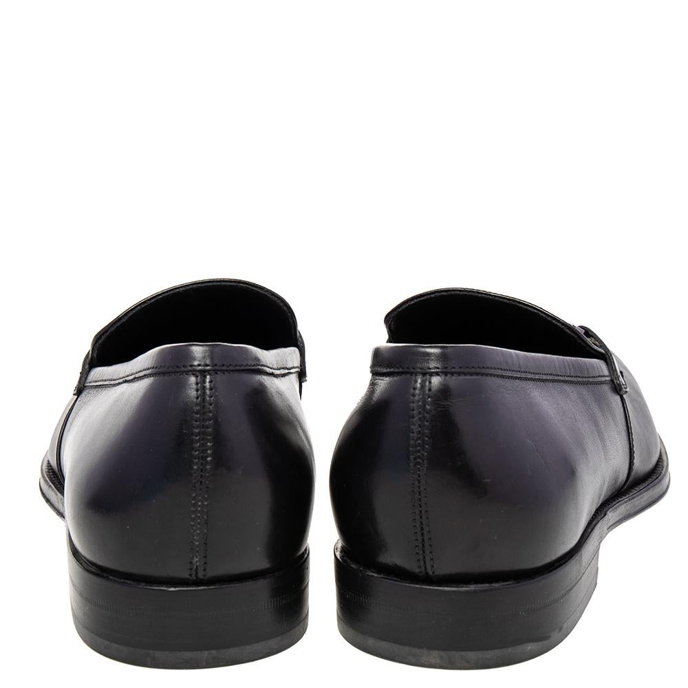 Salvatore Ferragamo Black Leather Gancini Bit Loafers Size 44 2