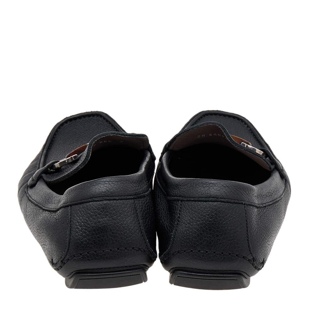 Men's Salvatore Ferragamo Black Leather Gancini Bit Slip On Loafers Size 43 For Sale