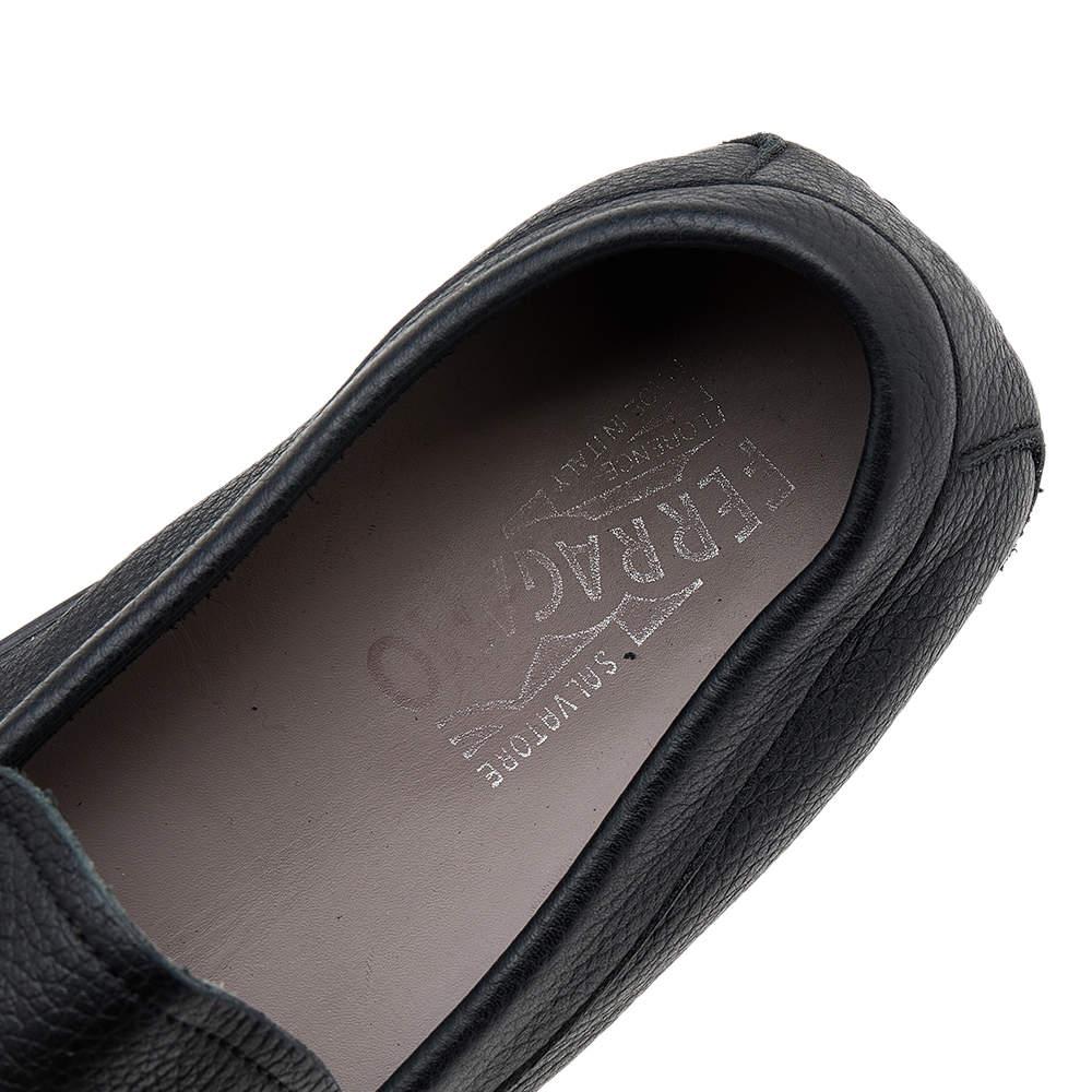 Salvatore Ferragamo Black Leather Gancini Bit Slip On Loafers Size 43 For Sale 2