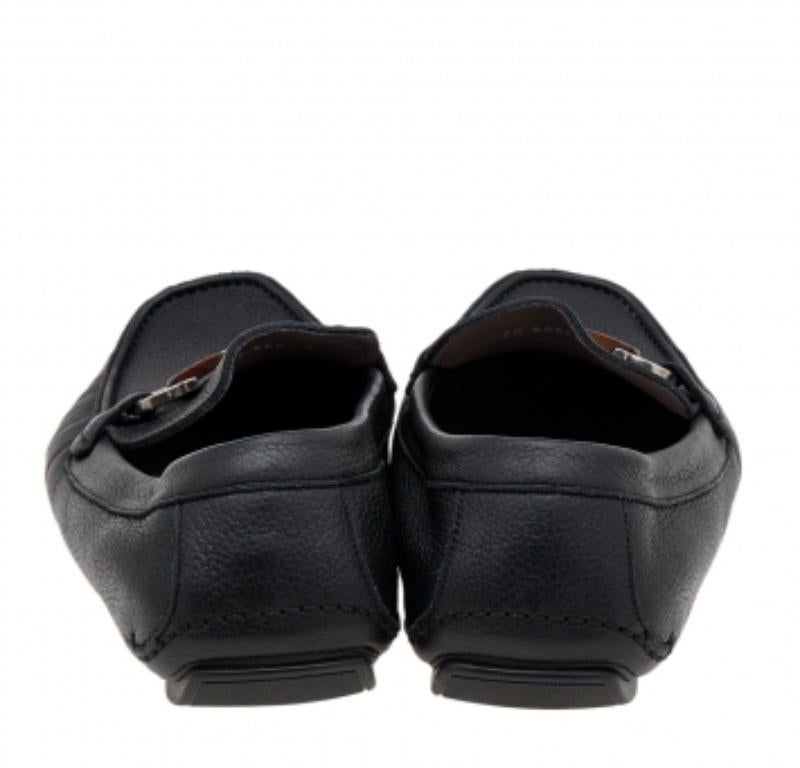 Salvatore Ferragamo Black Leather Gancini Bit Slip On Loafers Size 43 For Sale 3