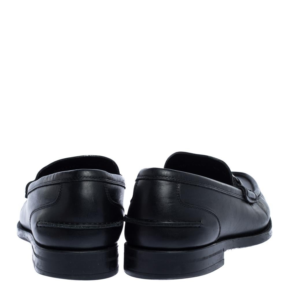 Salvatore Ferragamo Black Leather Gancini Loafers Size 42 For Sale at ...