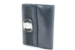 Salvatore Ferragamo Black Leather Gancini Logo Compact Wallet 16FK0113